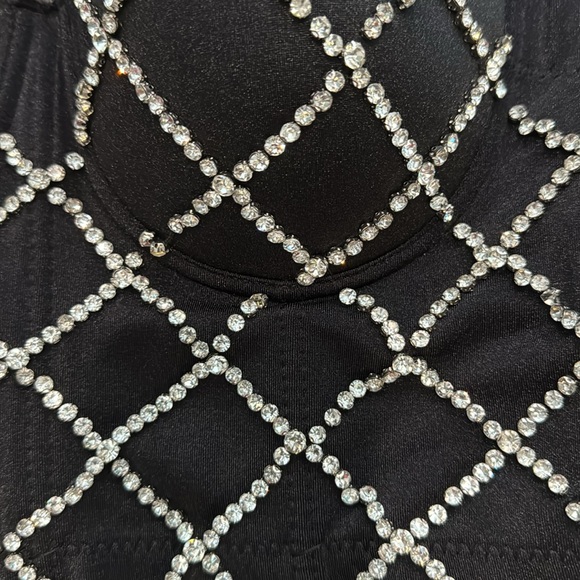 🔵 Julia by Love J Embellished Black Rhinestone Corset Size L/LX - Picture 4 of 8